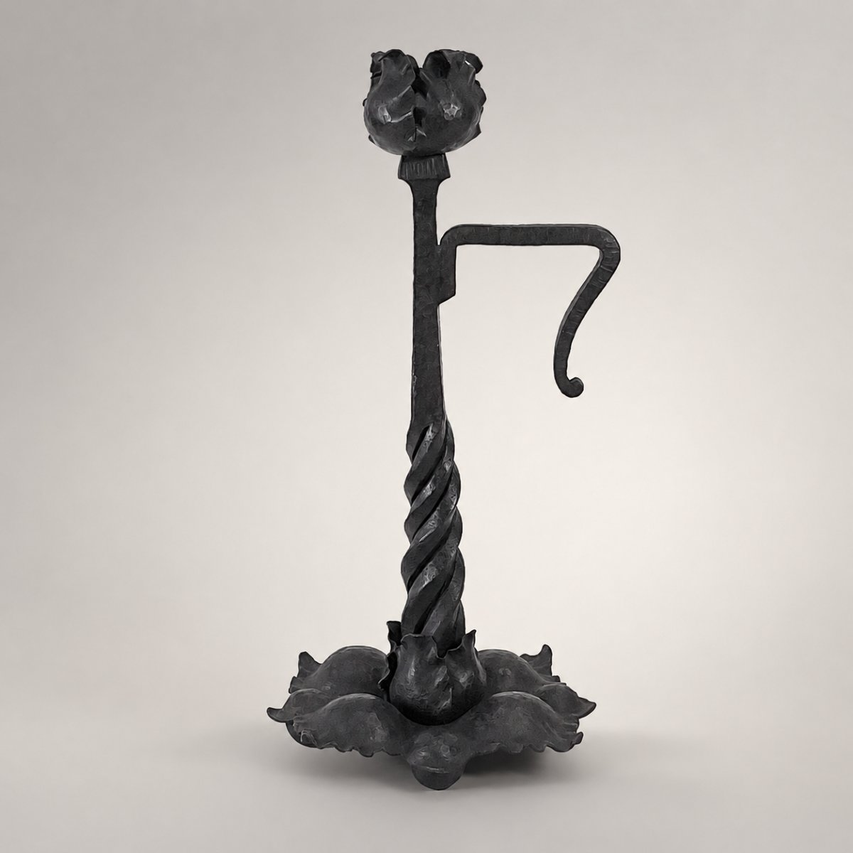 Art Deco Wrought Iron Torch / Candlestick / Candlestick - Dans Le Goût d'Edgar Brandt Circa 1930