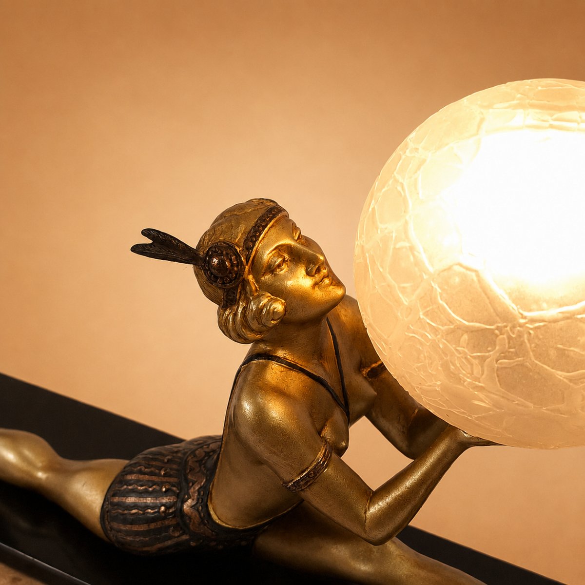 Art Deco Lamp Signed Enrique Molins Balleste - Nude Dancer With Luminous Globe Circa 1930-photo-2
