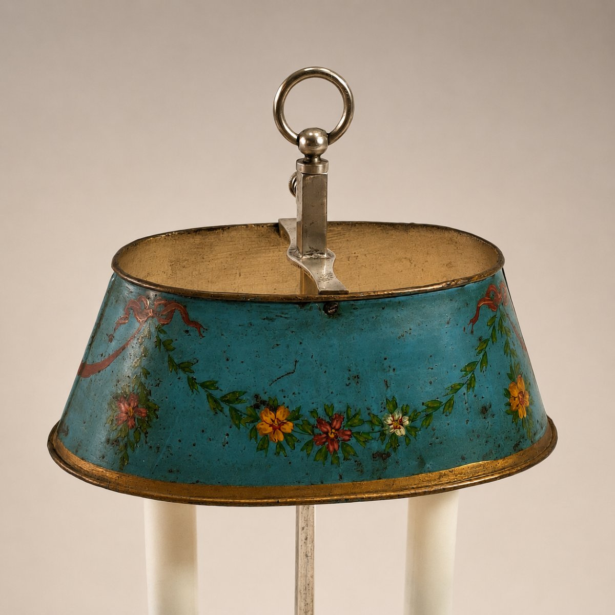 Louis XVI Style Hot Water Bottle Lamp With Painted Shade - Usb Rechargeable Candles - 20th Century-photo-2