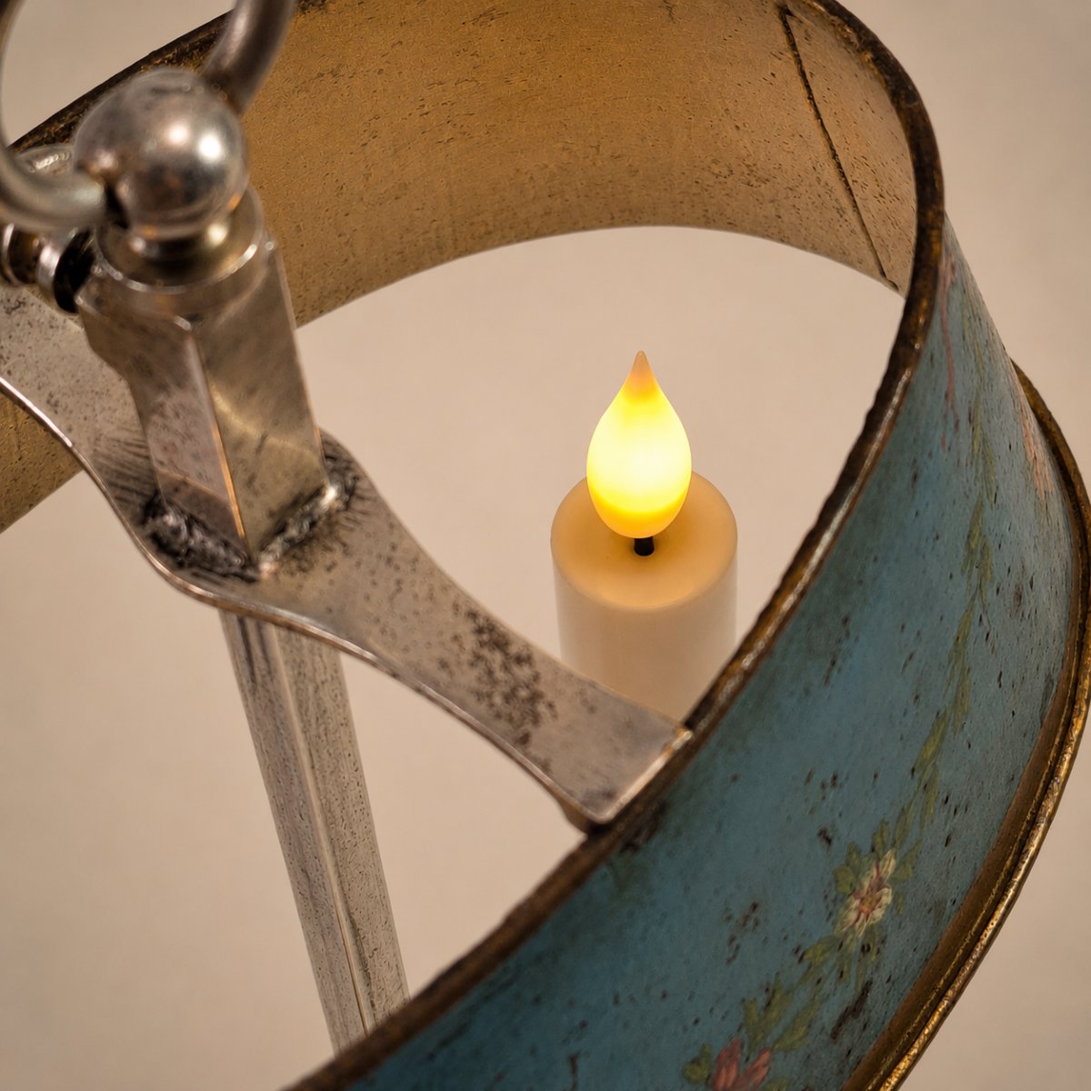 Louis XVI Style Hot Water Bottle Lamp With Painted Shade - Usb Rechargeable Candles - 20th Century-photo-4