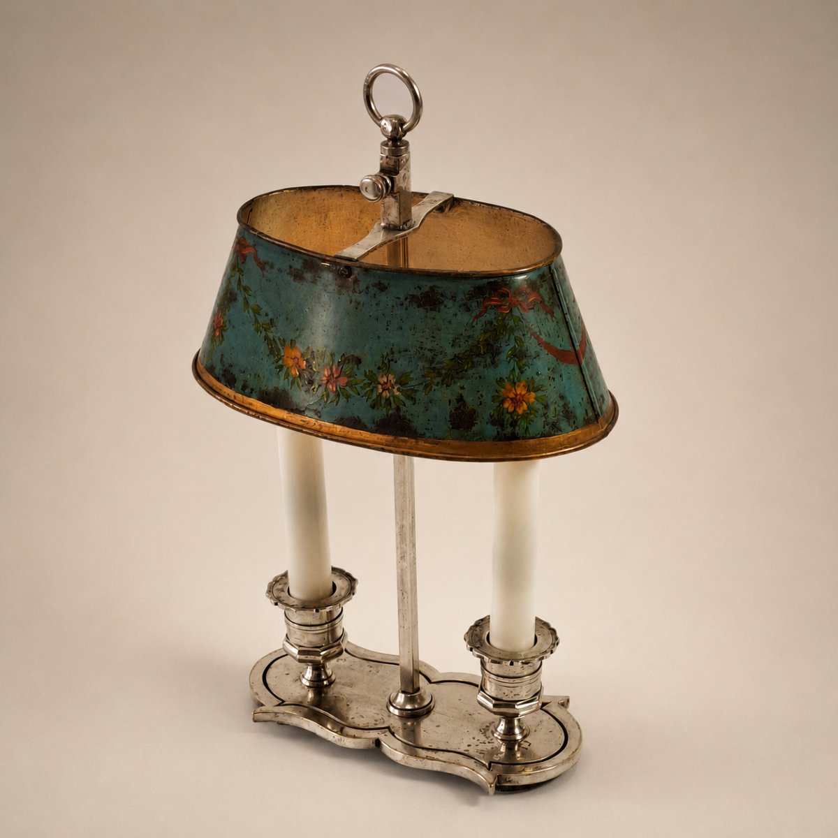 Louis XVI Style Hot Water Bottle Lamp With Painted Shade - Usb Rechargeable Candles - 20th Century-photo-4