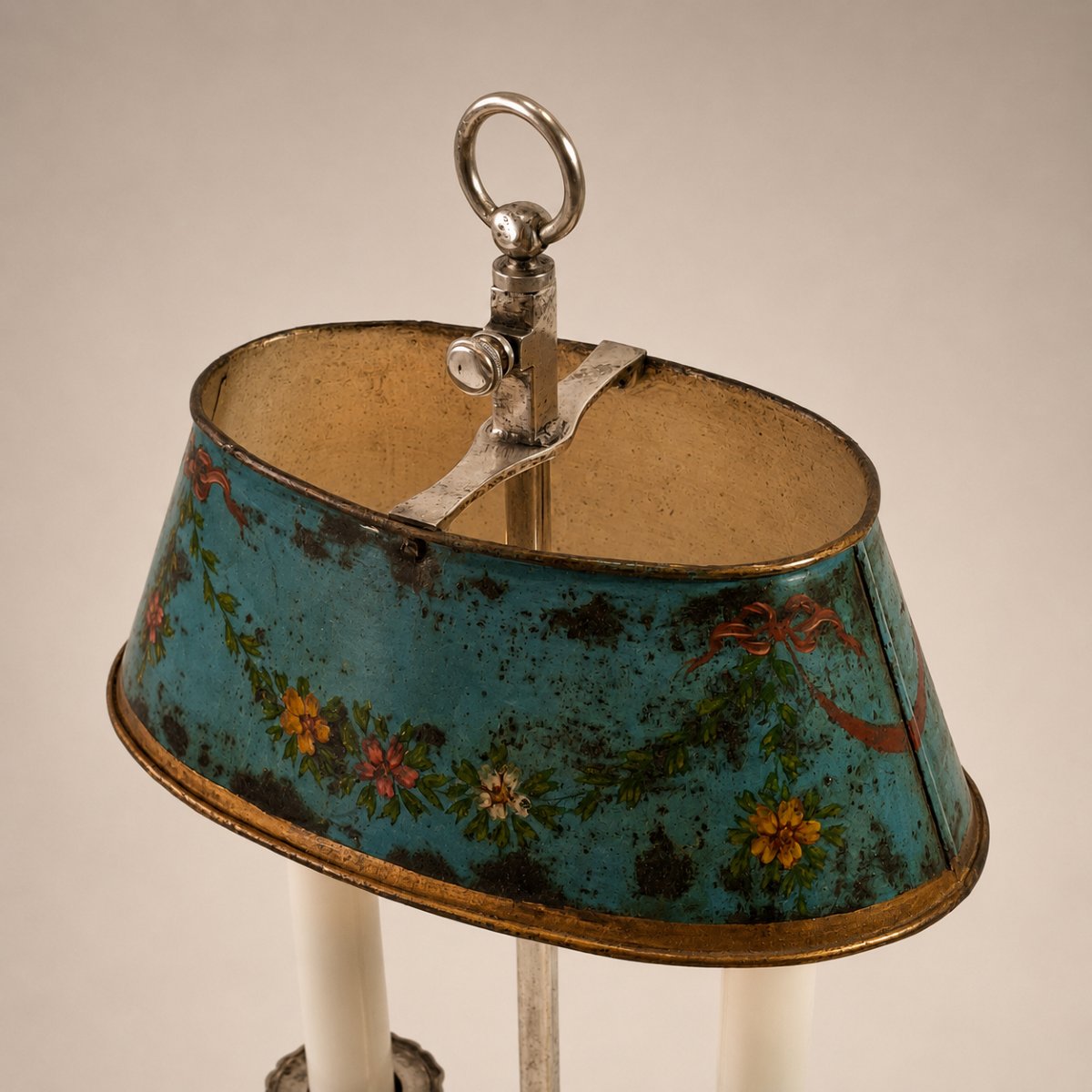 Louis XVI Style Hot Water Bottle Lamp With Painted Shade - Usb Rechargeable Candles - 20th Century-photo-5