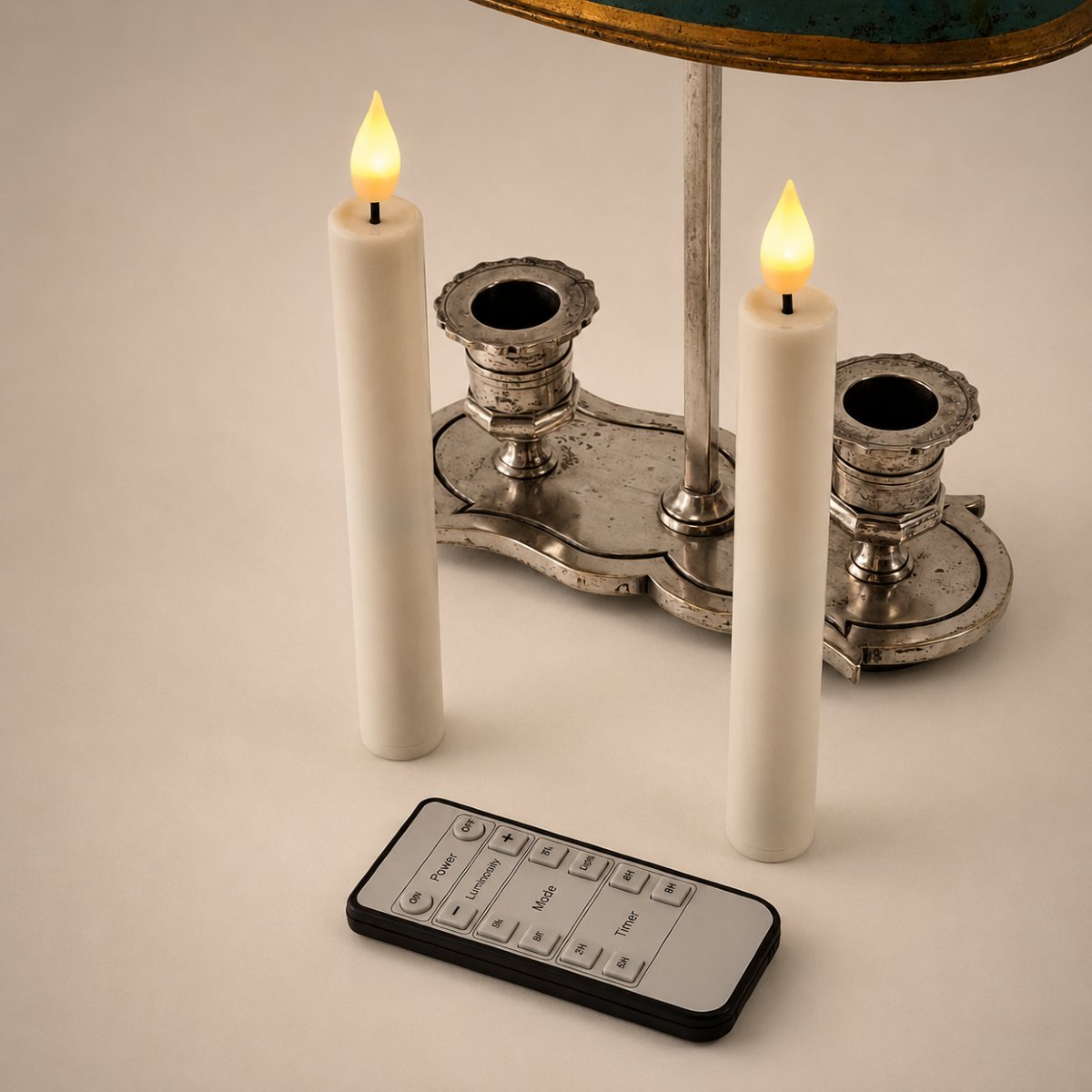 Louis XVI Style Hot Water Bottle Lamp With Painted Shade - Usb Rechargeable Candles - 20th Century-photo-7