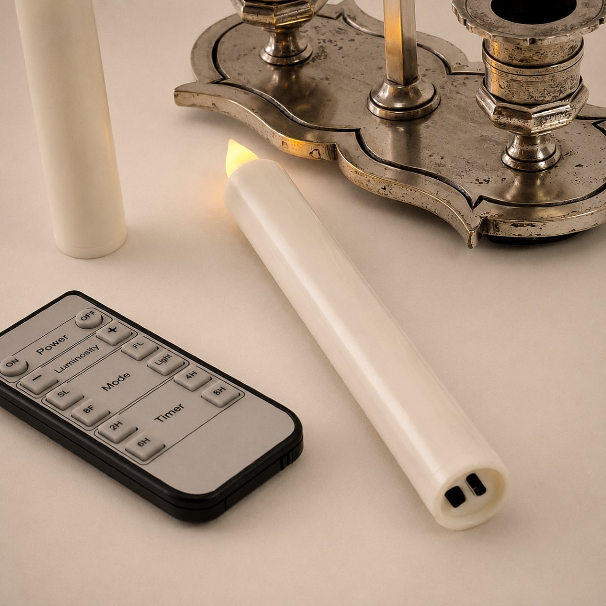 Louis XVI Style Hot Water Bottle Lamp With Painted Shade - Usb Rechargeable Candles - 20th Century-photo-8