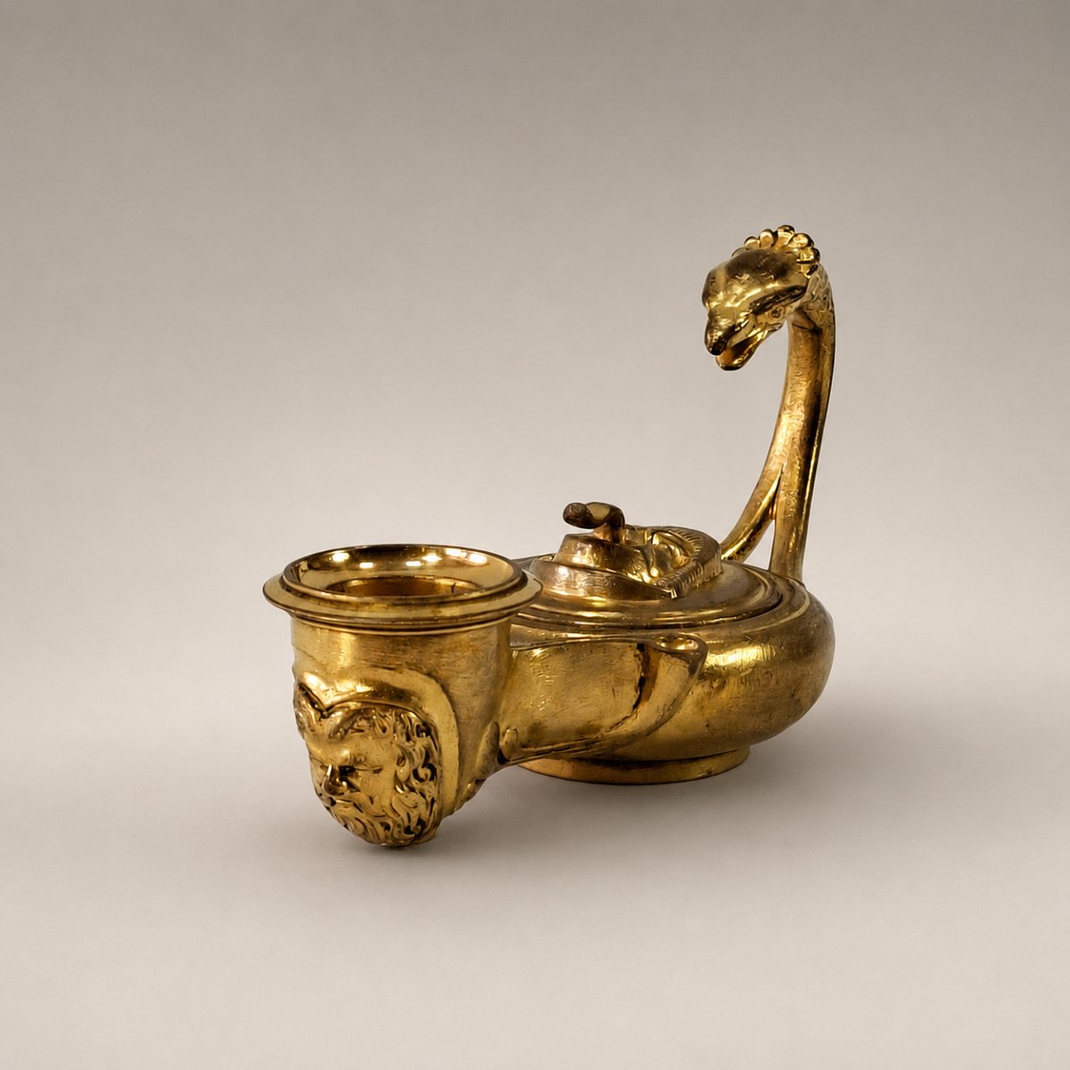 F. Barbedienne - Gilt Bronze Hand Candlestick With Antique Decoration, 19th Century Napoleon III-photo-2