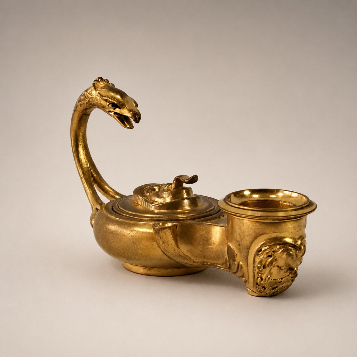 F. Barbedienne - Gilt Bronze Hand Candlestick With Antique Decoration, 19th Century Napoleon III