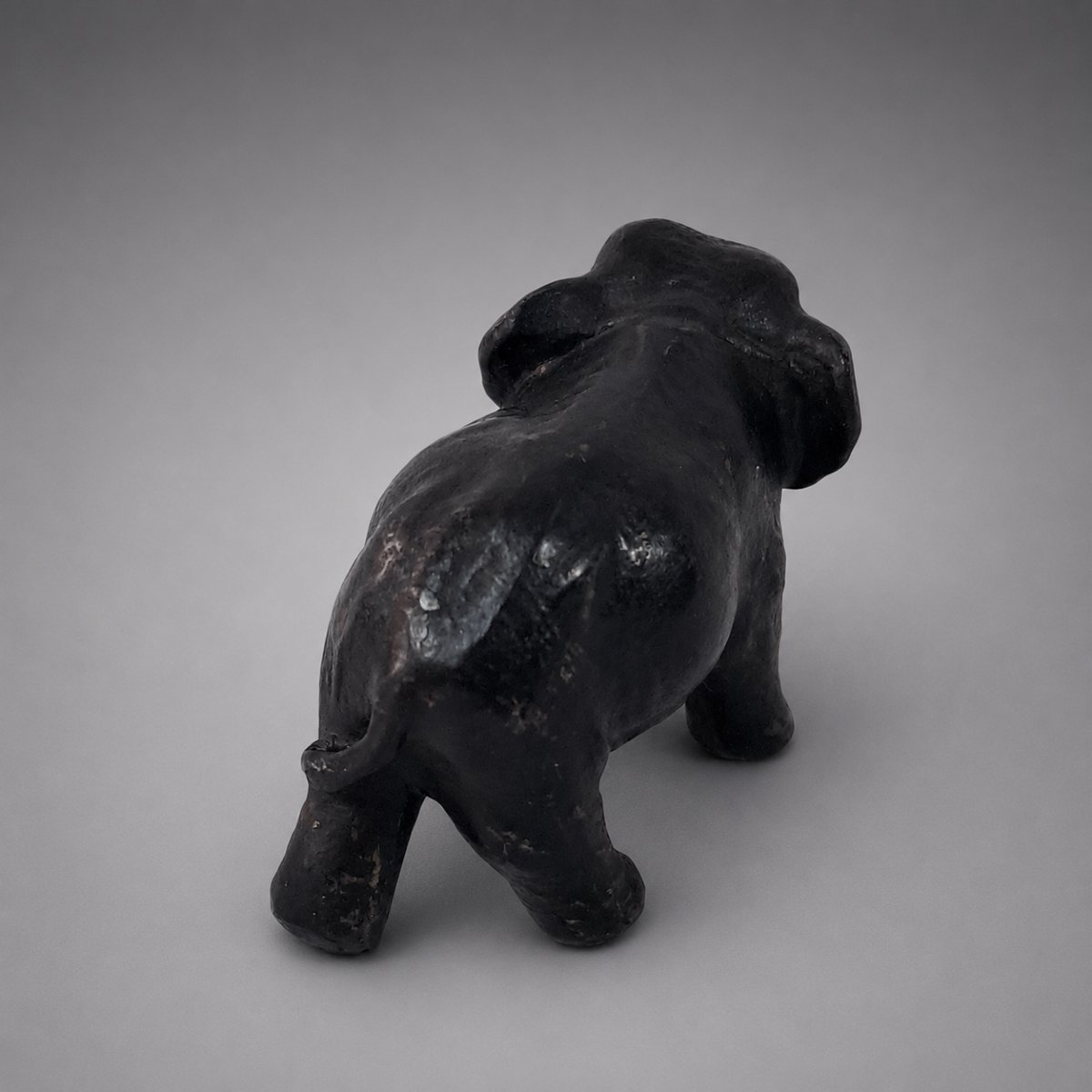Viennese Lead Elephant Sculpture With A Black Patina, Circa 1900, Miniature Animal Art -photo-4