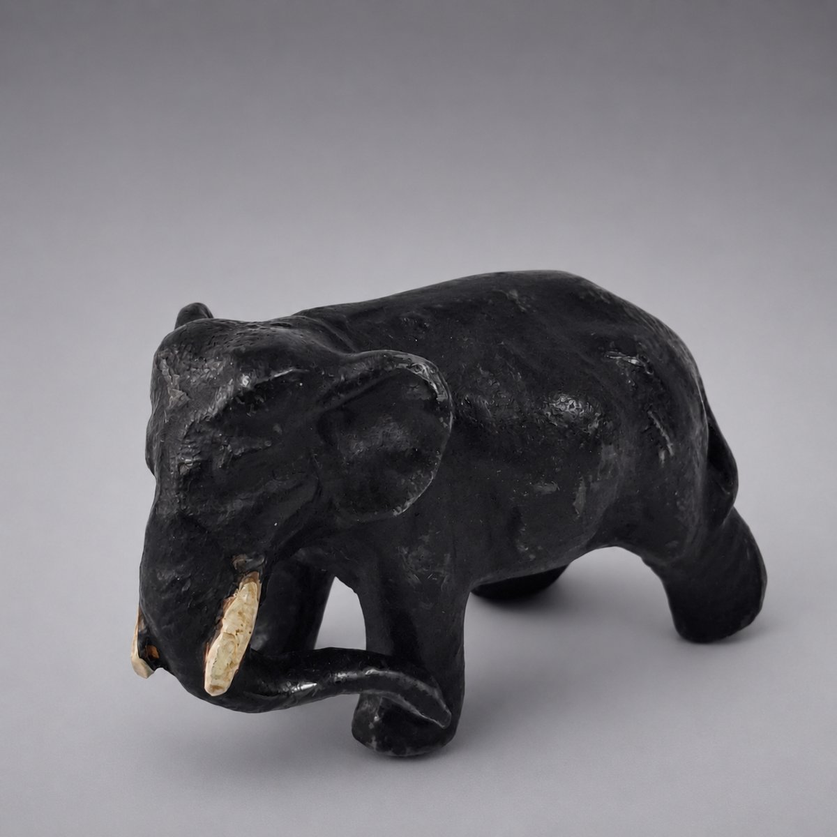 Viennese Lead Elephant Sculpture With A Black Patina, Circa 1900, Miniature Animal Art 