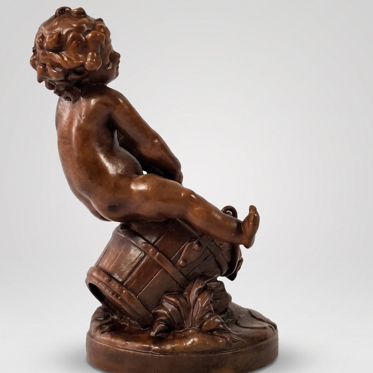 pyrogène Art Nouveau chérubin, ange – Attribué à Auguste Moreau, vers 1900, régule patiné.-photo-2