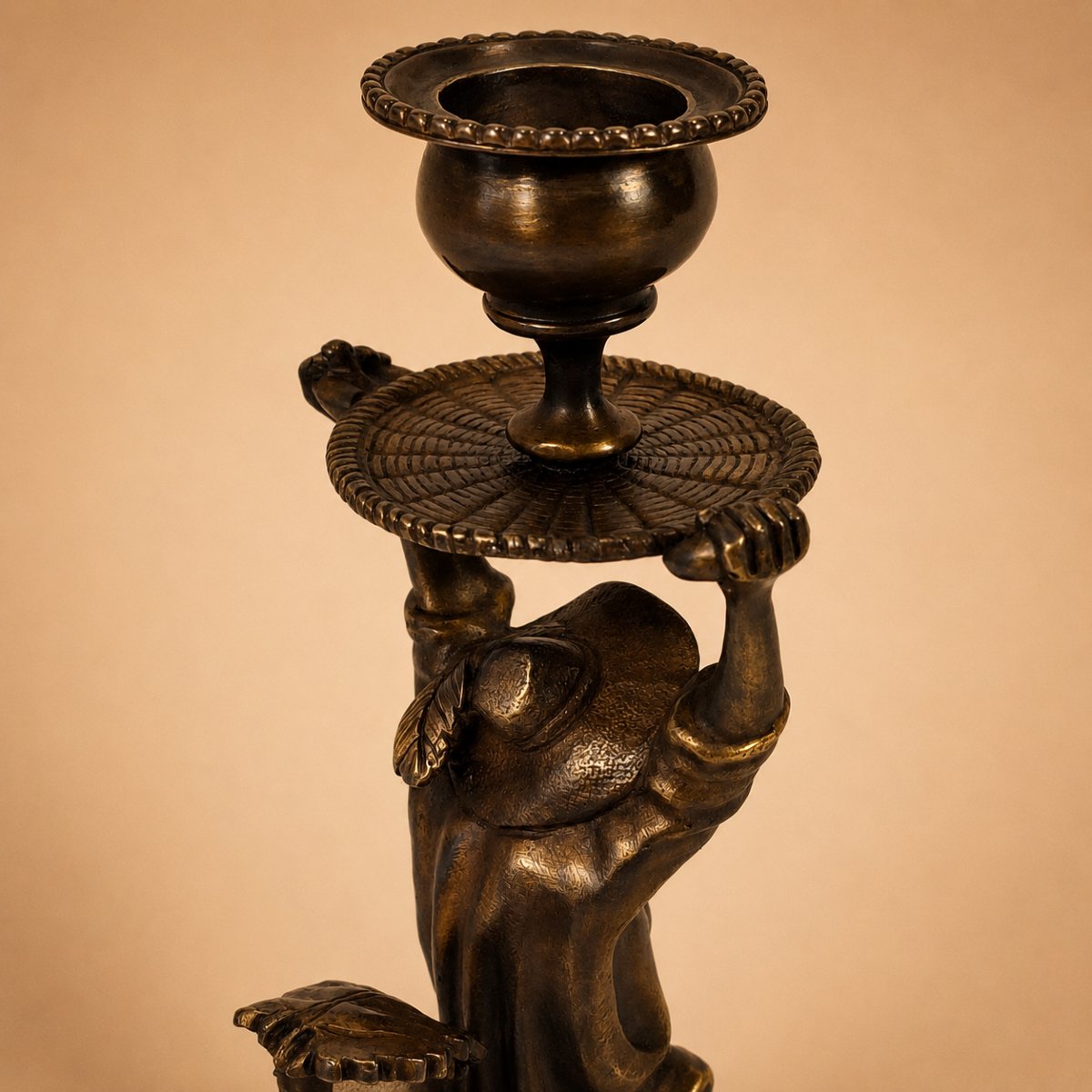 Anthropomorphic Bronze Handheld Candleholder – Landais Wading Bird, Gascon – 19th Century, Napoleon III-photo-3