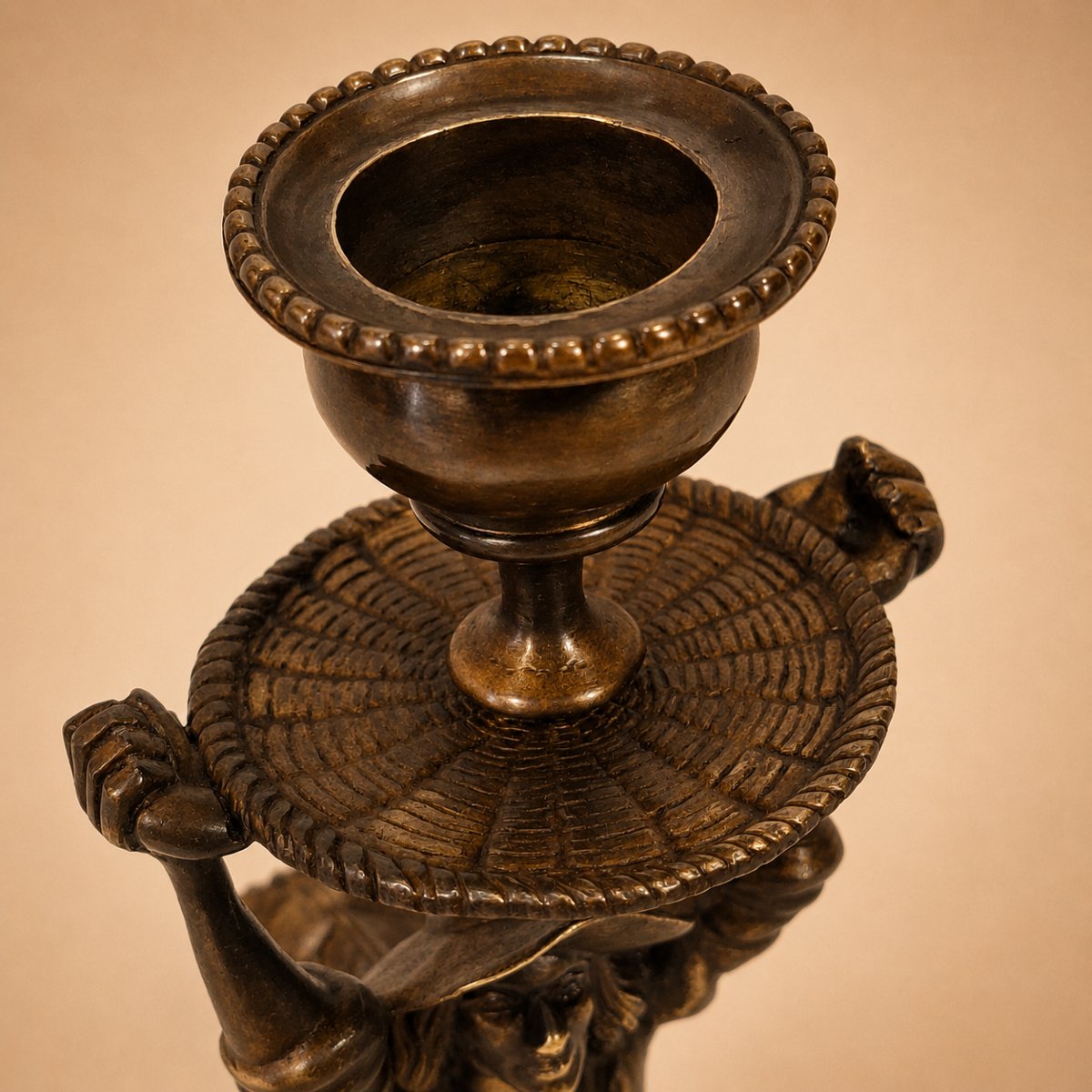 Anthropomorphic Bronze Handheld Candleholder – Landais Wading Bird, Gascon – 19th Century, Napoleon III-photo-4