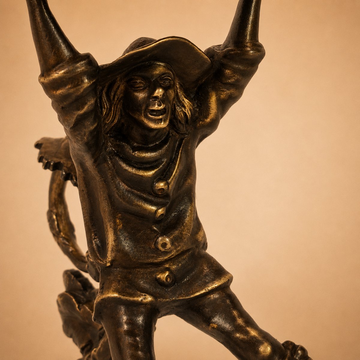 Anthropomorphic Bronze Handheld Candleholder – Landais Wading Bird, Gascon – 19th Century, Napoleon III-photo-4