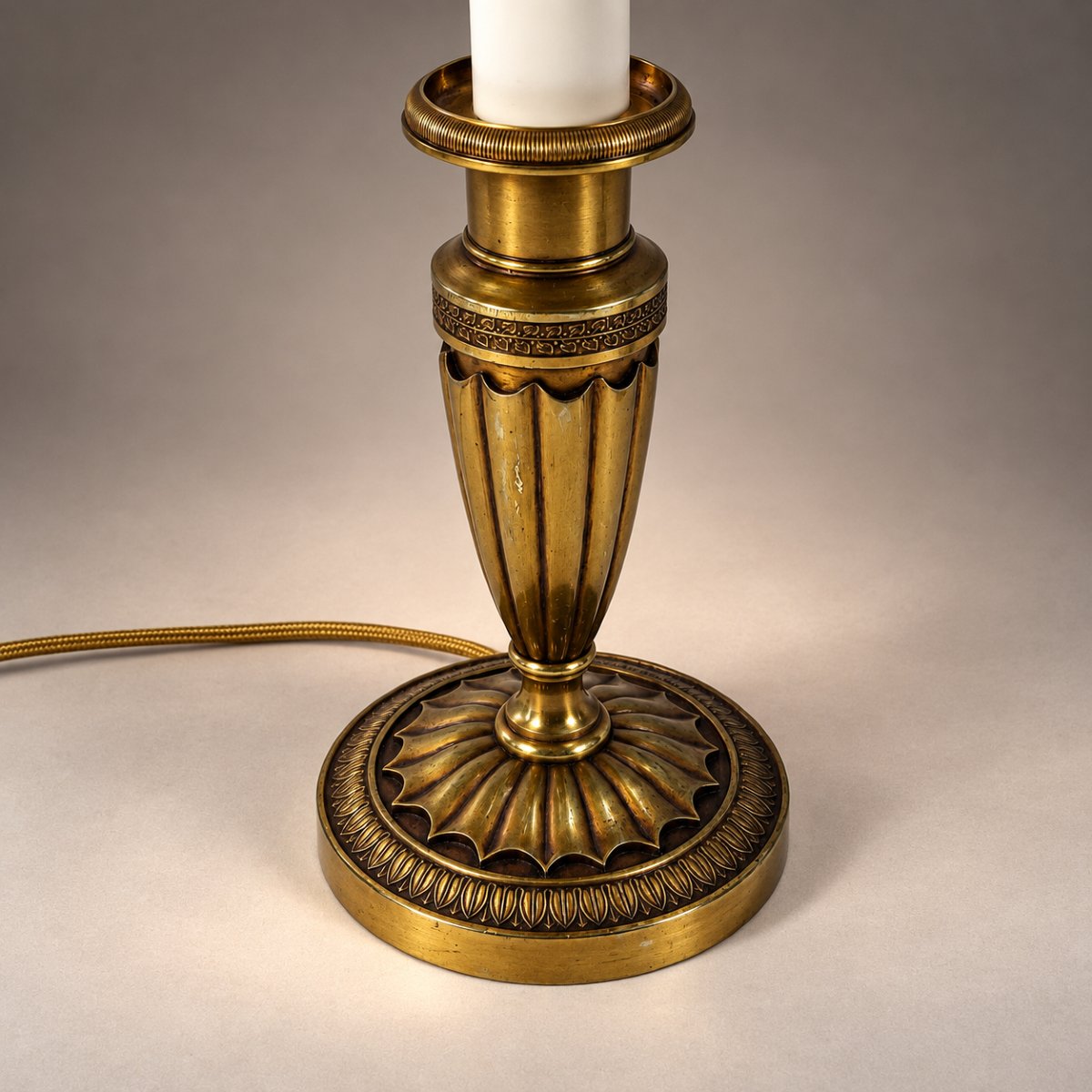 Pair Of Patinated Bronze Bedside Lamps—empire Style Reinterpreted In The Art Deco Style, Circa 1940–1950-photo-4
