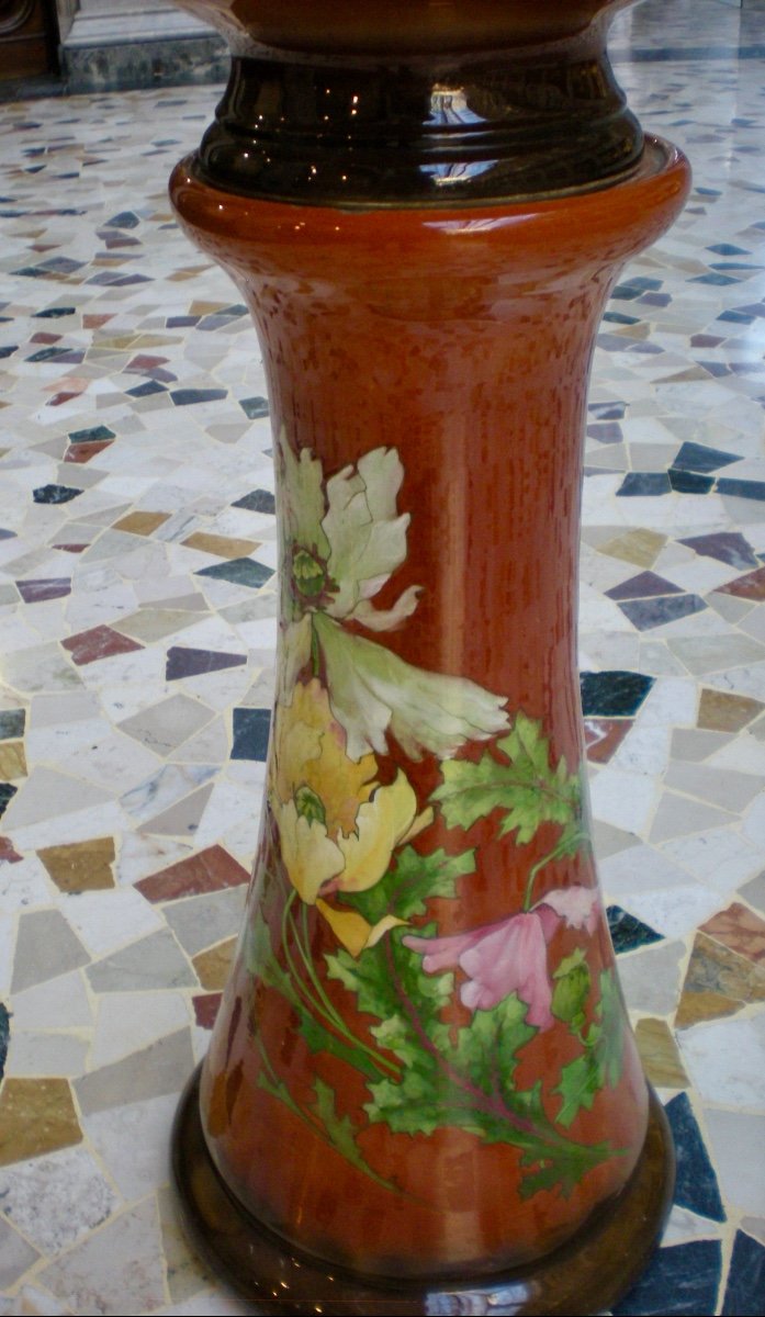 Art Nouveau Cache Pot With Column Signed Delphin Massier-photo-4