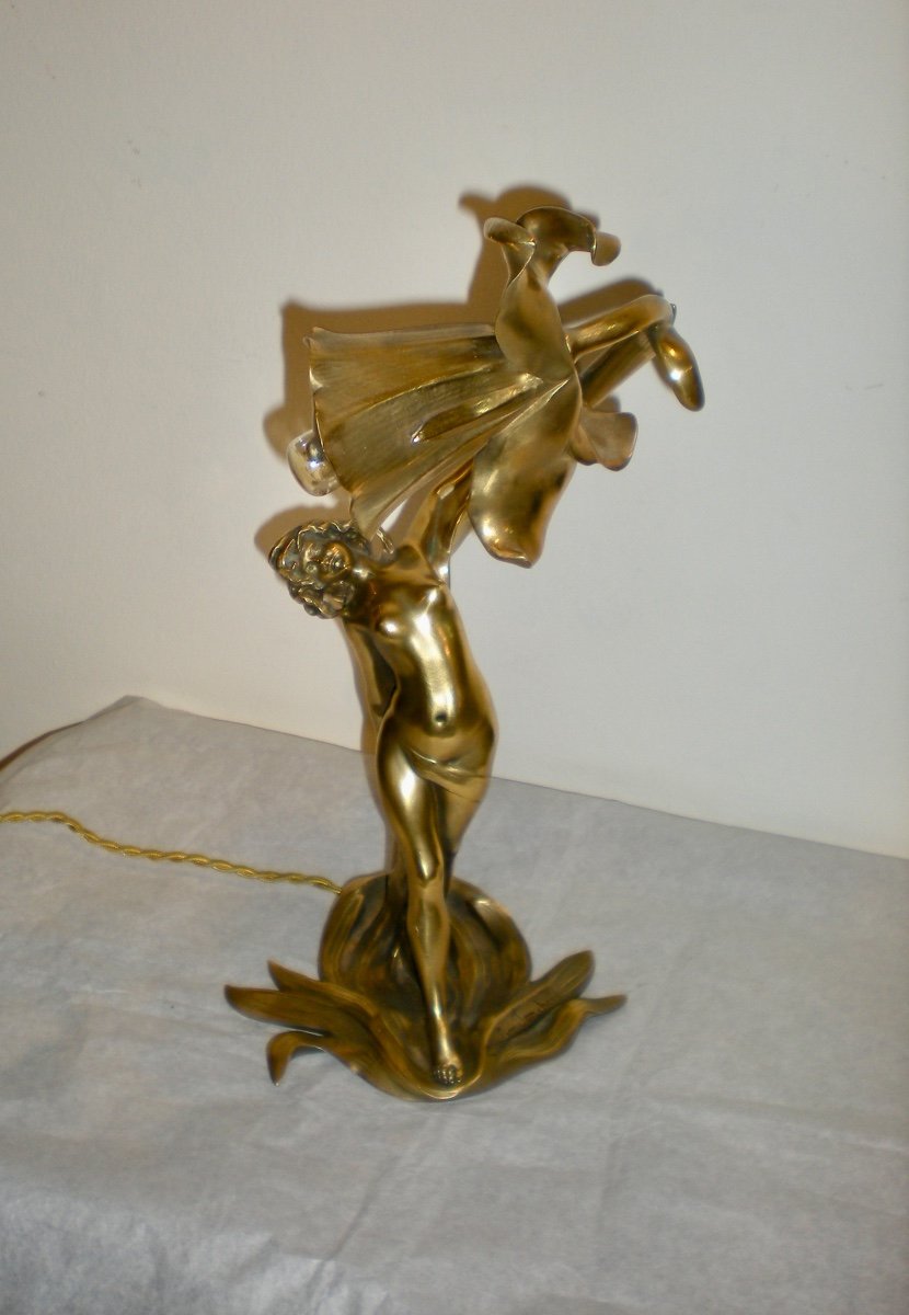 Mutinerie-lampe/sculpture Art Nouveau Jonchery
