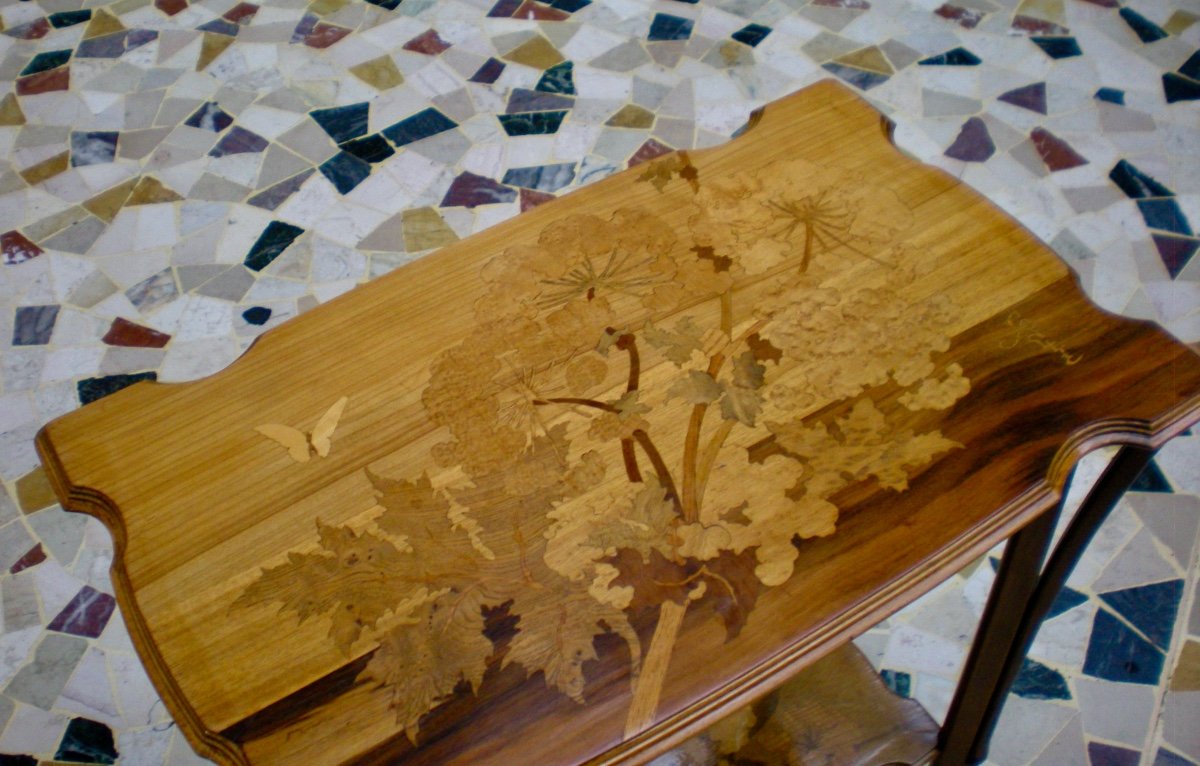 Butterfly And Umbellifers - Gallè Art Nouveau Table-photo-4