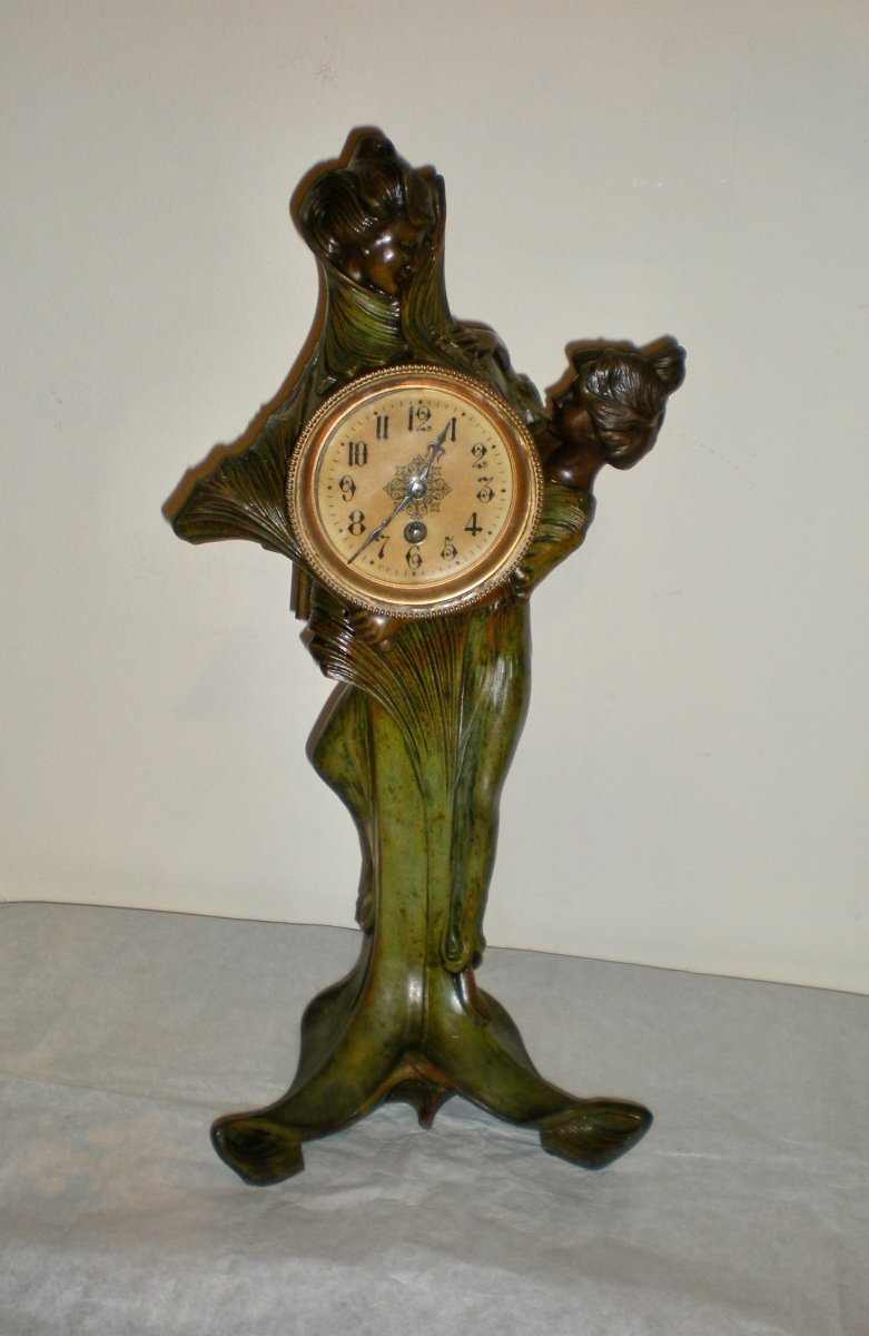 Horloge/sculpture Art Nouveau