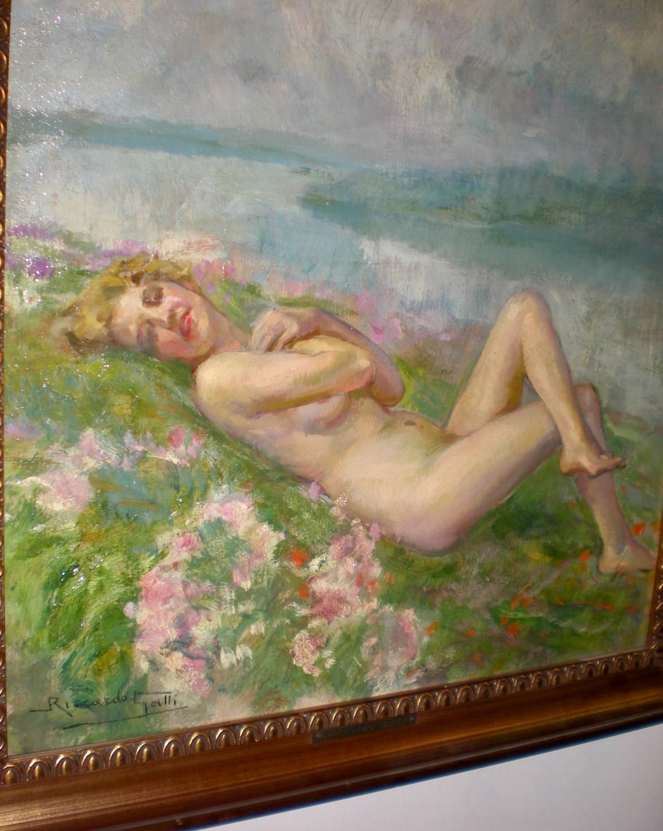 Spring Dream - Art Nouveau Oil On Panel Signed Riccardo Galli-photo-4