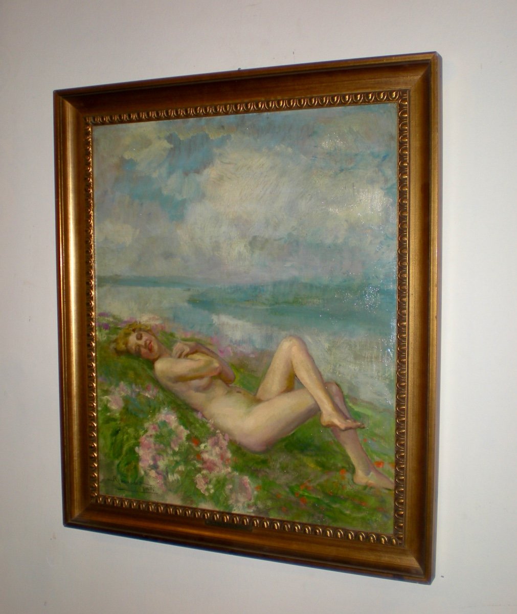 Spring Dream - Art Nouveau Oil On Panel Signed Riccardo Galli