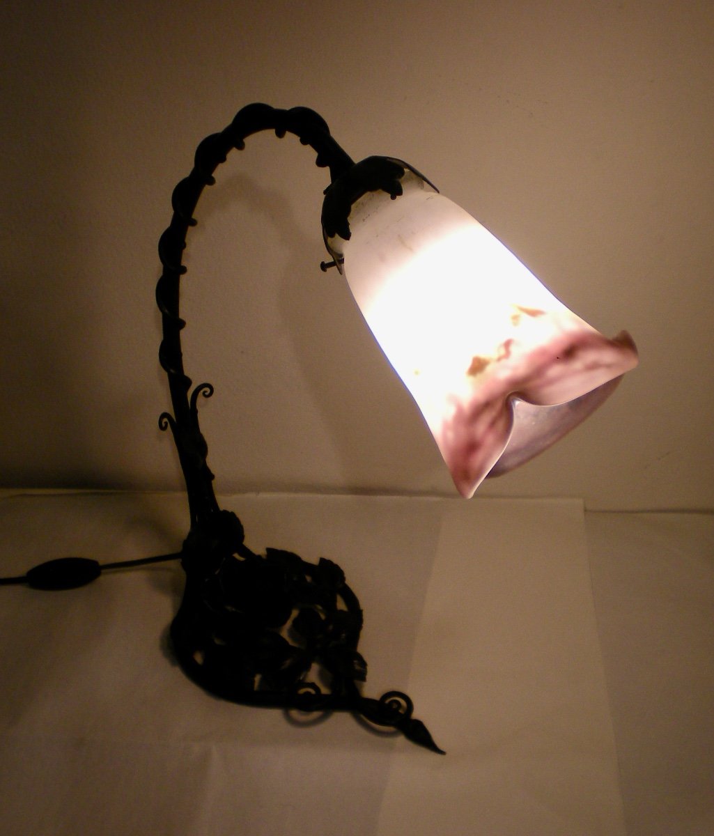 Rose - Muller Freres Luneville Art Nouveau Lamp-photo-2