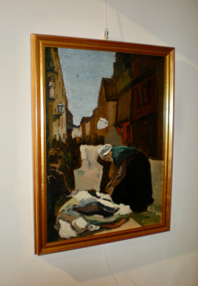 Rue Animée - Oil On Cardboard Fernand Piet-photo-2