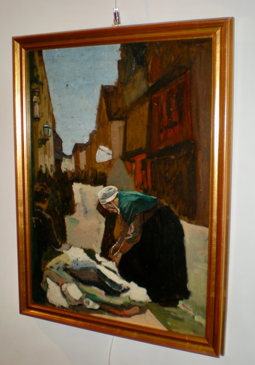 Rue Animée - Oil On Cardboard Fernand Piet-photo-3