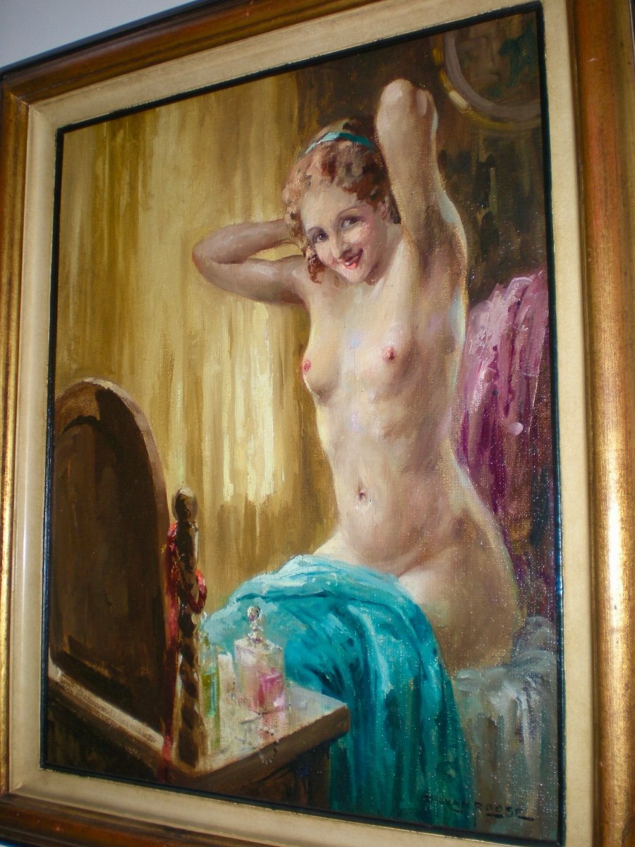 Jeune Femme à La Toilette - Oil On Canvas Art Deco Charles Van Roose-photo-2