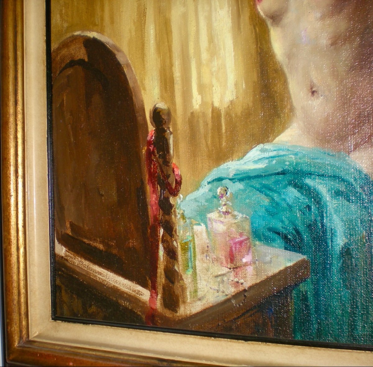 Jeune Femme à La Toilette - Oil On Canvas Art Deco Charles Van Roose-photo-1
