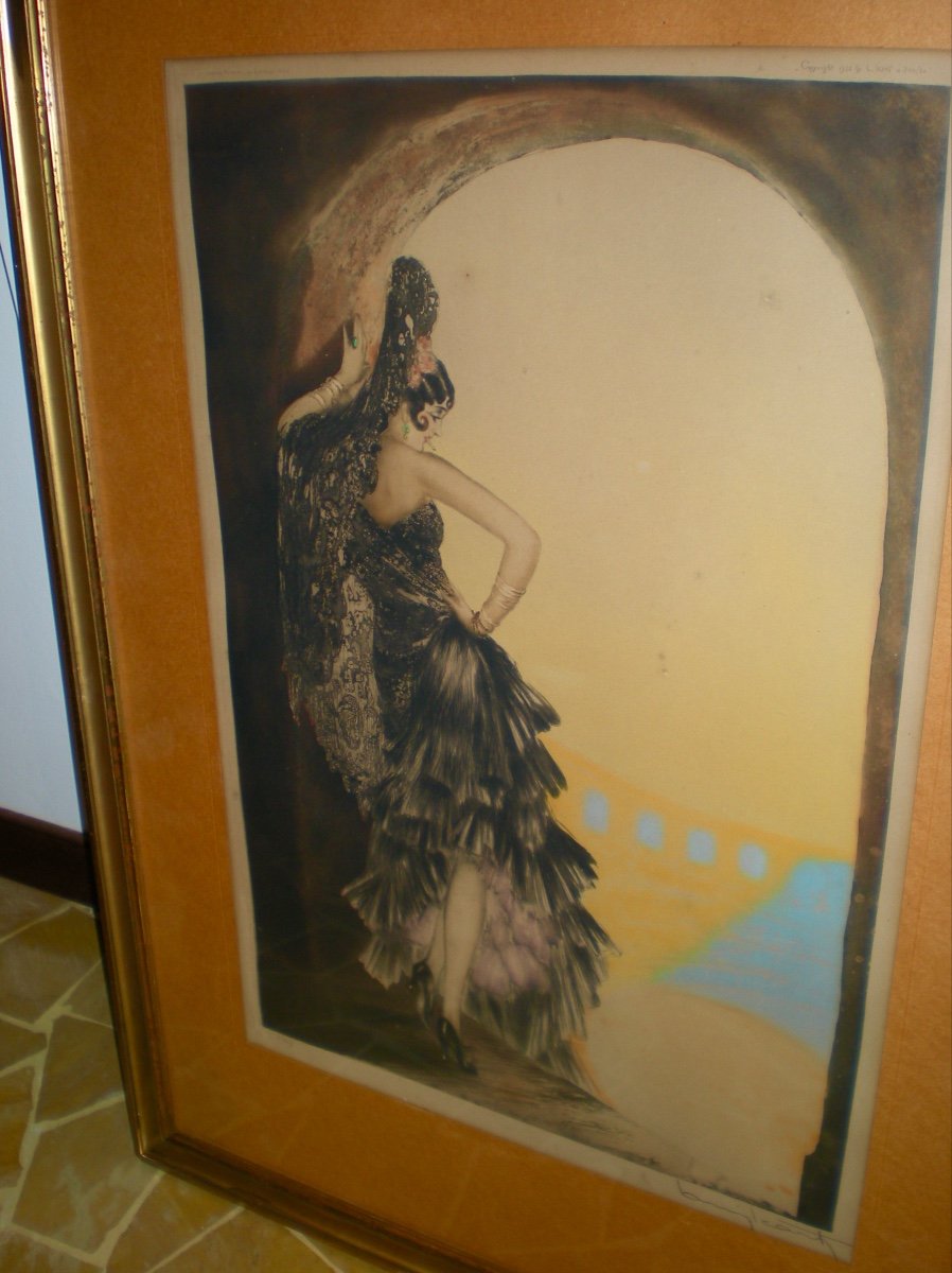 Tango à Séville - Pointe Sèche Art Déco De Louis Icart-photo-3