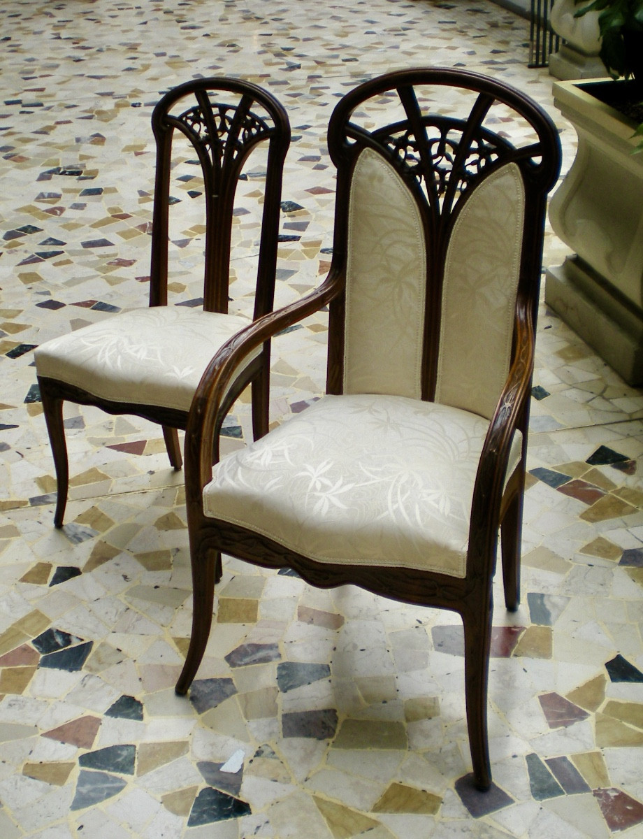 Clématite - Fauteuil et chaise Majorelle art nouveau