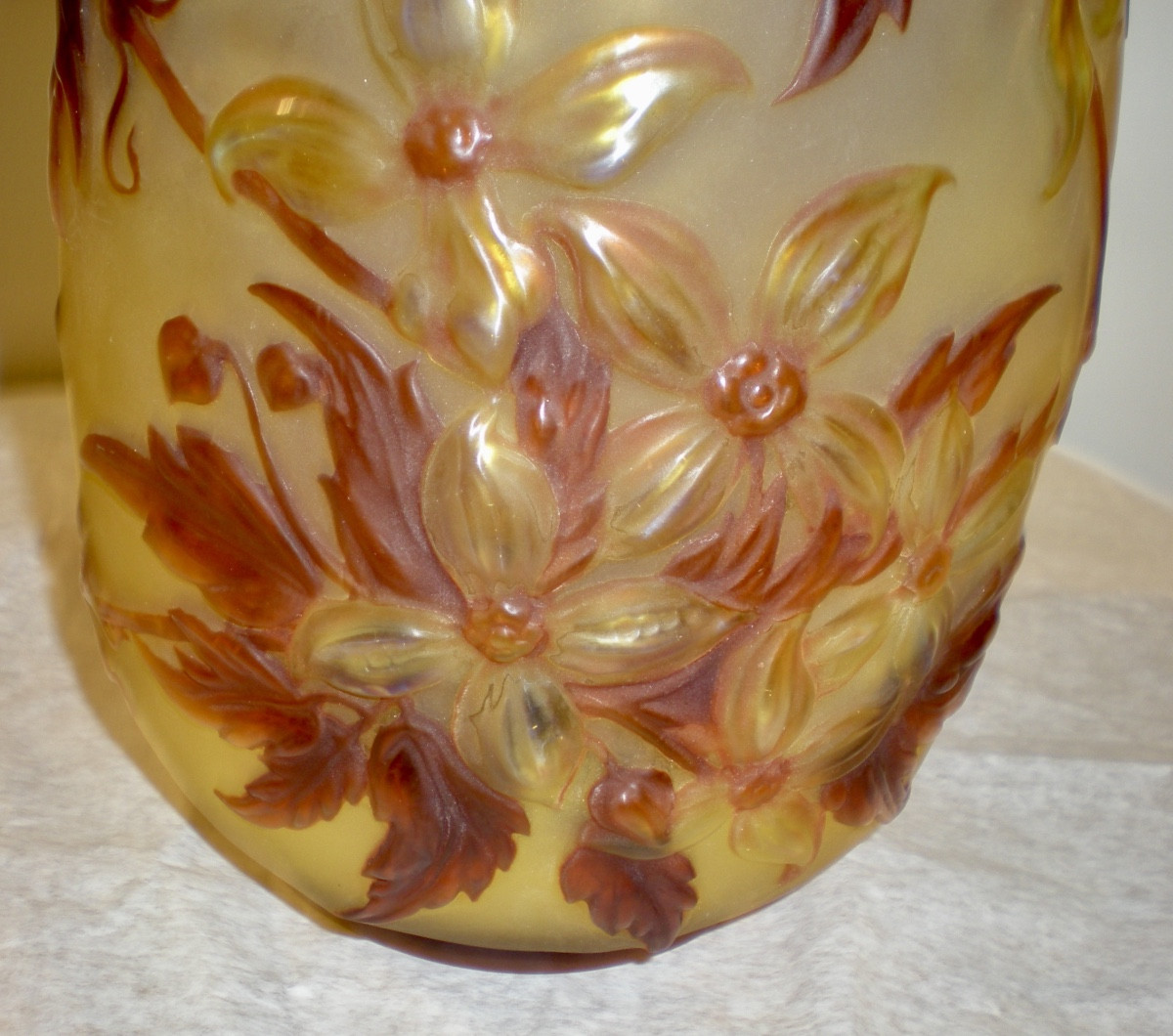 Clématite - Vase art déco soufflé Gallé-photo-1