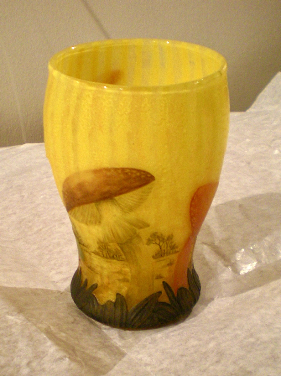 Mushrooms - Daum Nancy Art Nouveau Vase-photo-2