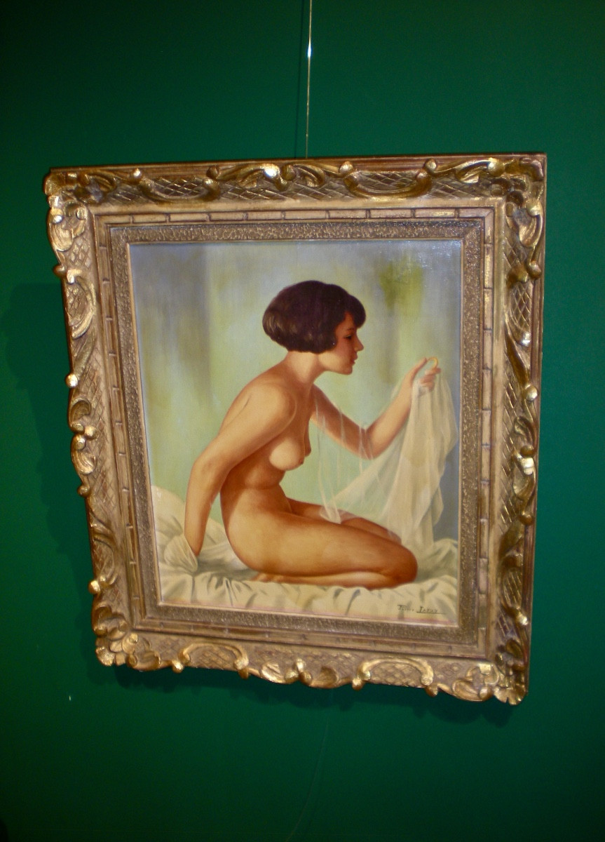 Le Voile - Huile sur toile art déco Pierre Lafay-photo-2