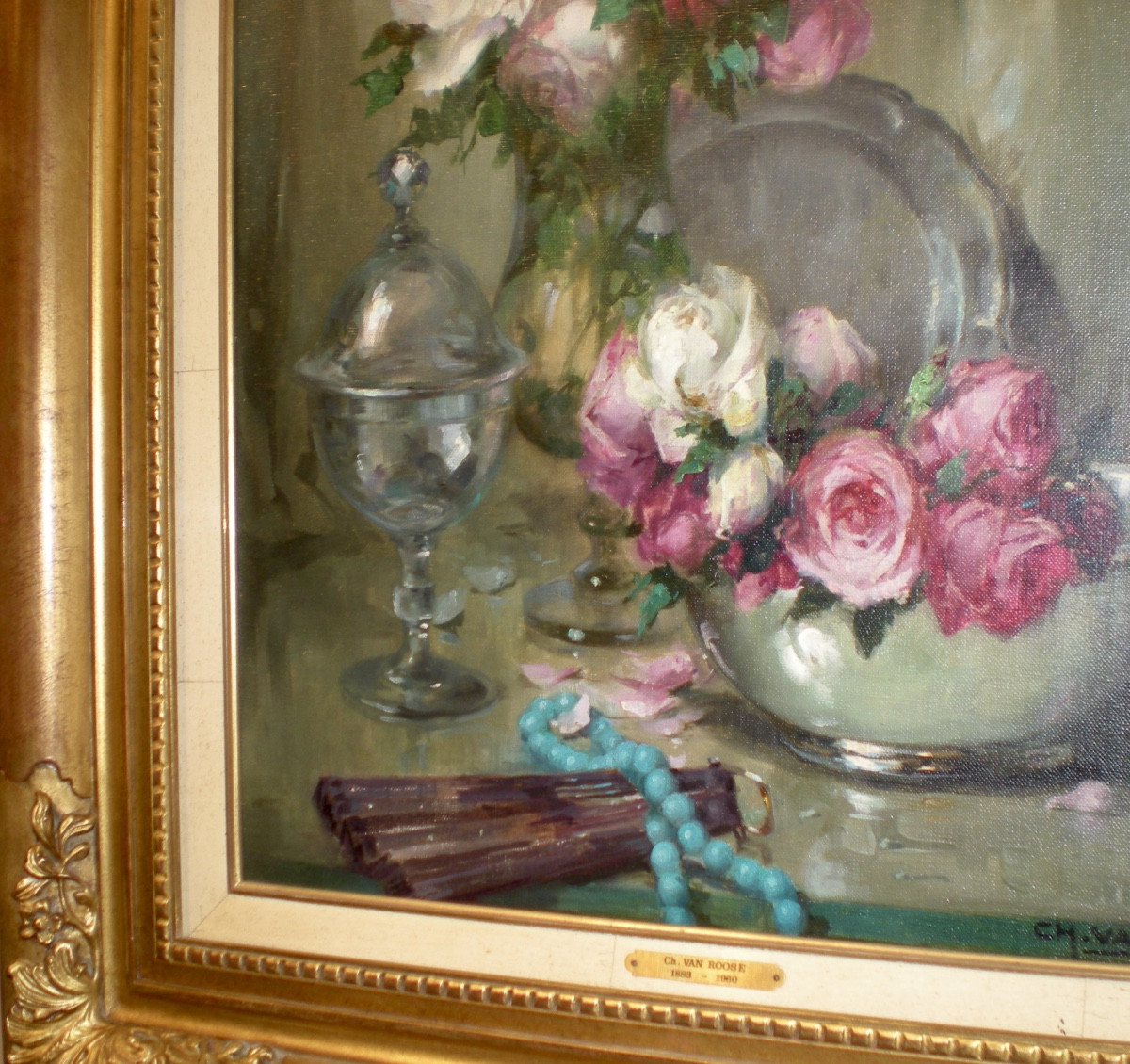 Rose - Oil On Canvas Art Nouveau Charles Van Roose-photo-4