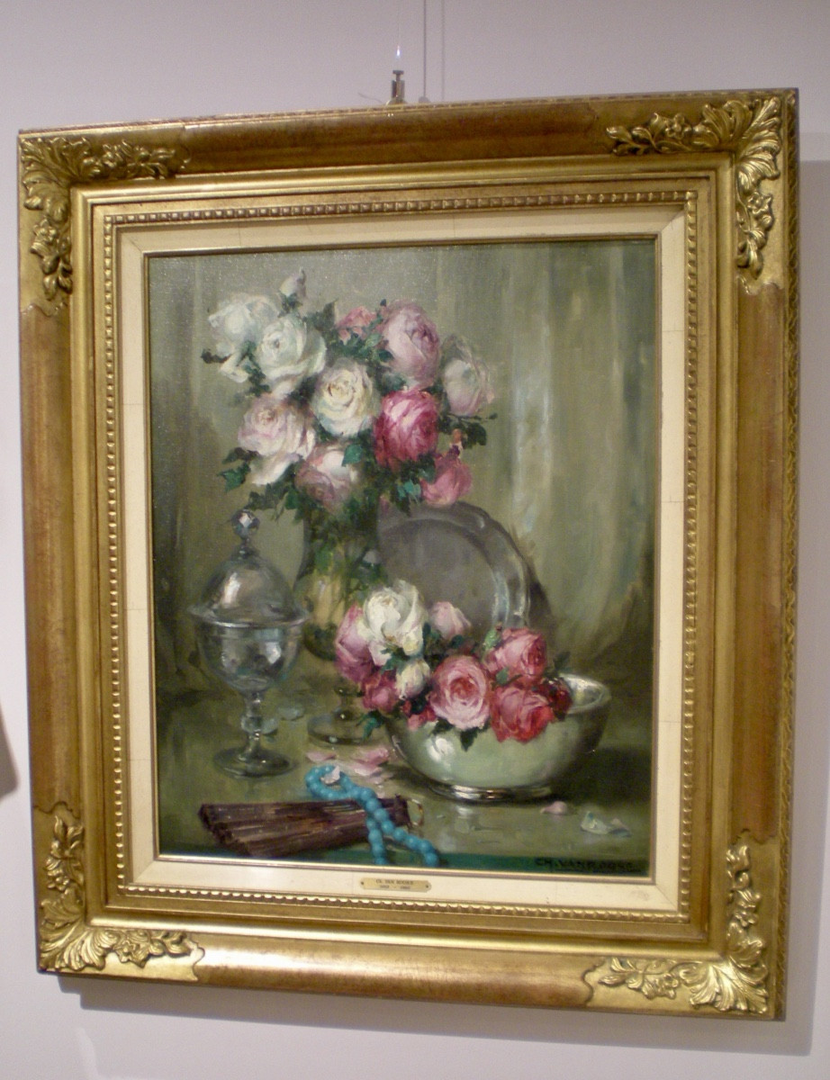Rose - Oil On Canvas Art Nouveau Charles Van Roose