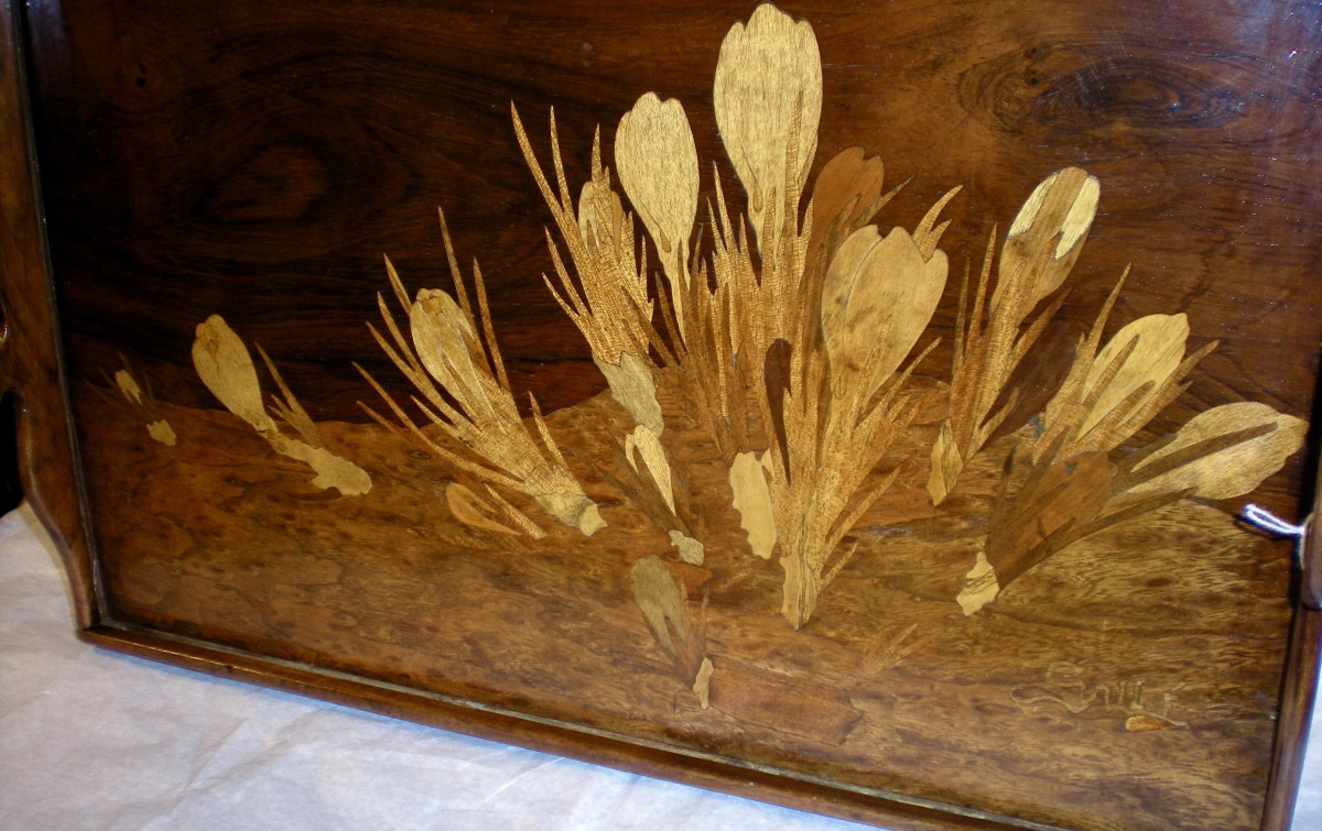 Crocus - Plateau art  nouveau Gallé-photo-1