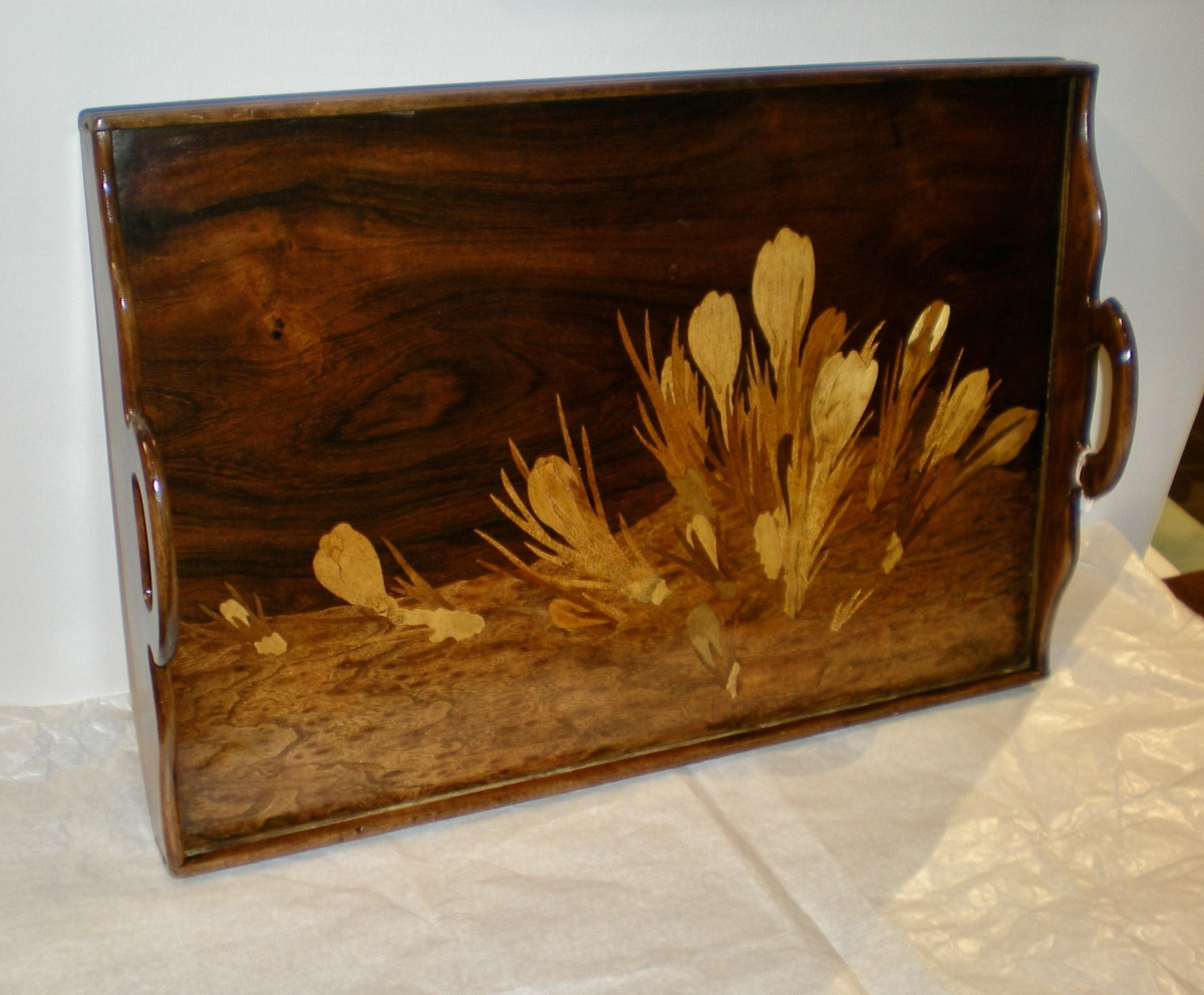 Crocus - Plateau art  nouveau Gallé-photo-2