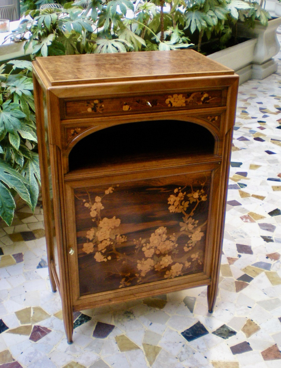 Merisier du Japon - Cabinet art nouveau Gallé-photo-3