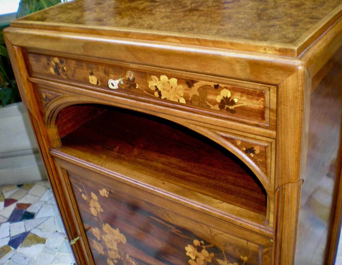 Merisier du Japon - Cabinet art nouveau Gallé-photo-4