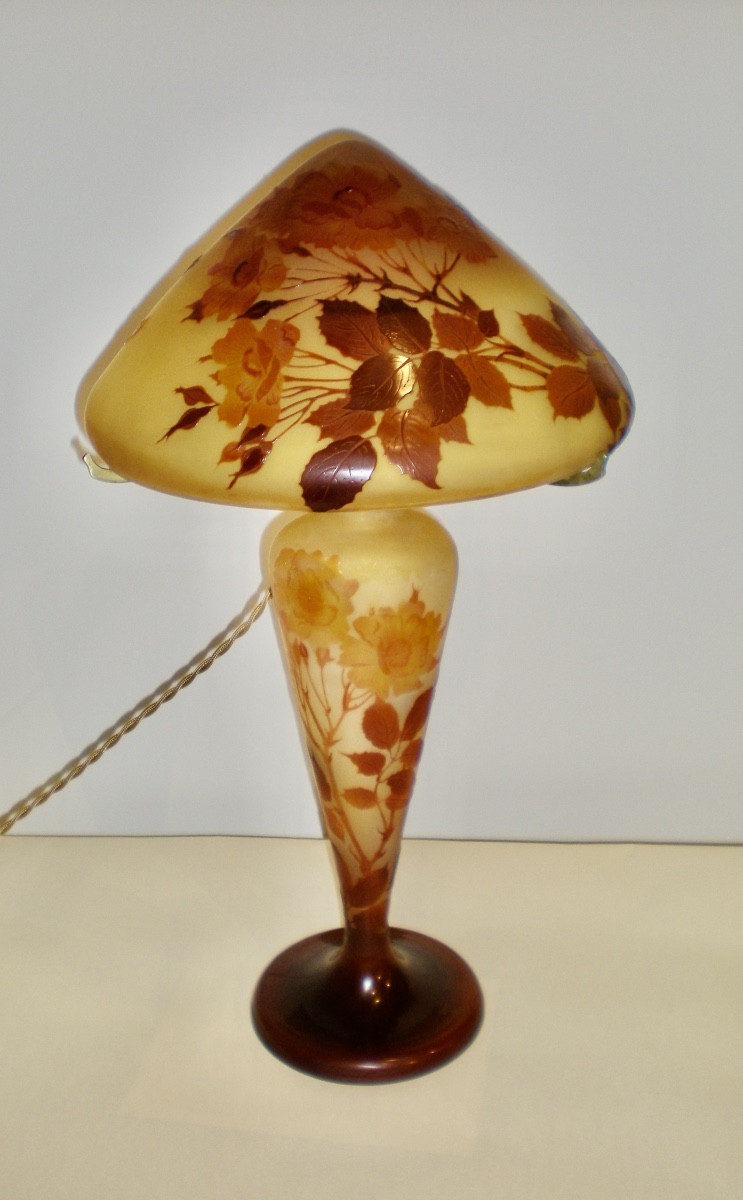 Roses - Gallé Art Nouveau Mushroom Lamp-photo-2