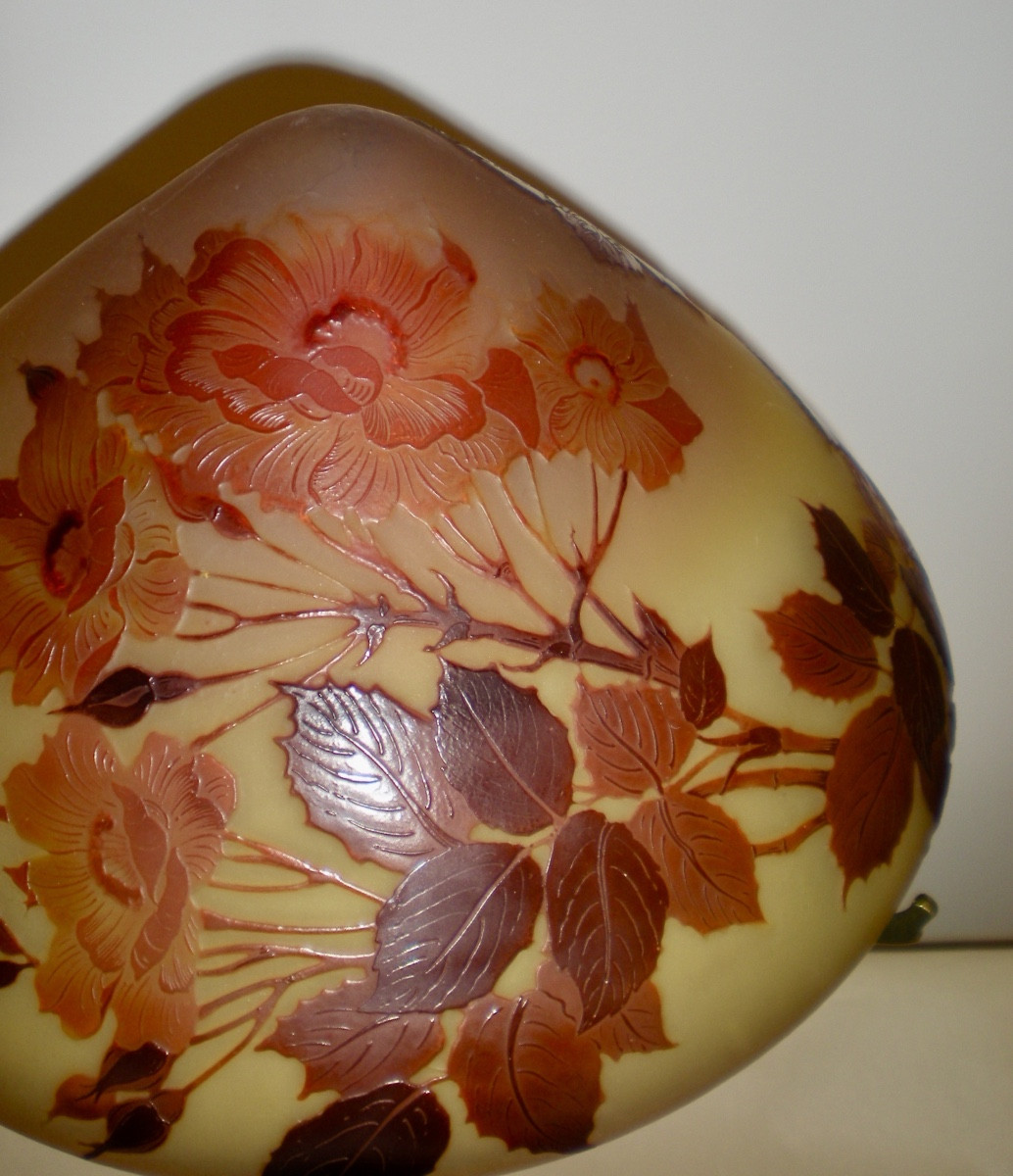 Roses - Gallé Art Nouveau Mushroom Lamp-photo-2