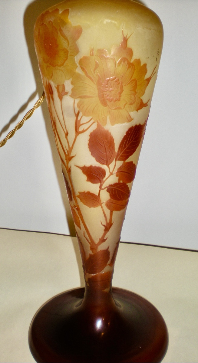 Roses - Gallé Art Nouveau Mushroom Lamp-photo-3
