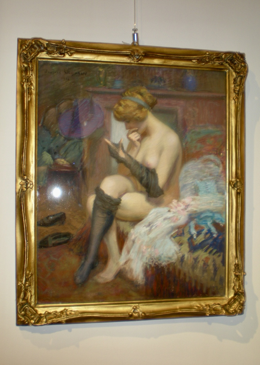 Dans la chambre  - Pastel Art Nouveau Weismann (1912)-photo-3