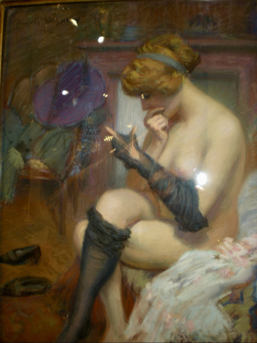 Dans la chambre  - Pastel Art Nouveau Weismann (1912)-photo-4