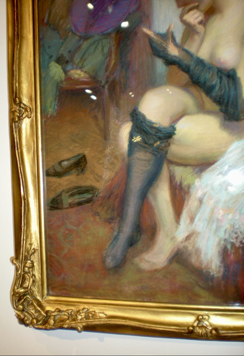 Dans la chambre  - Pastel Art Nouveau Weismann (1912)-photo-3