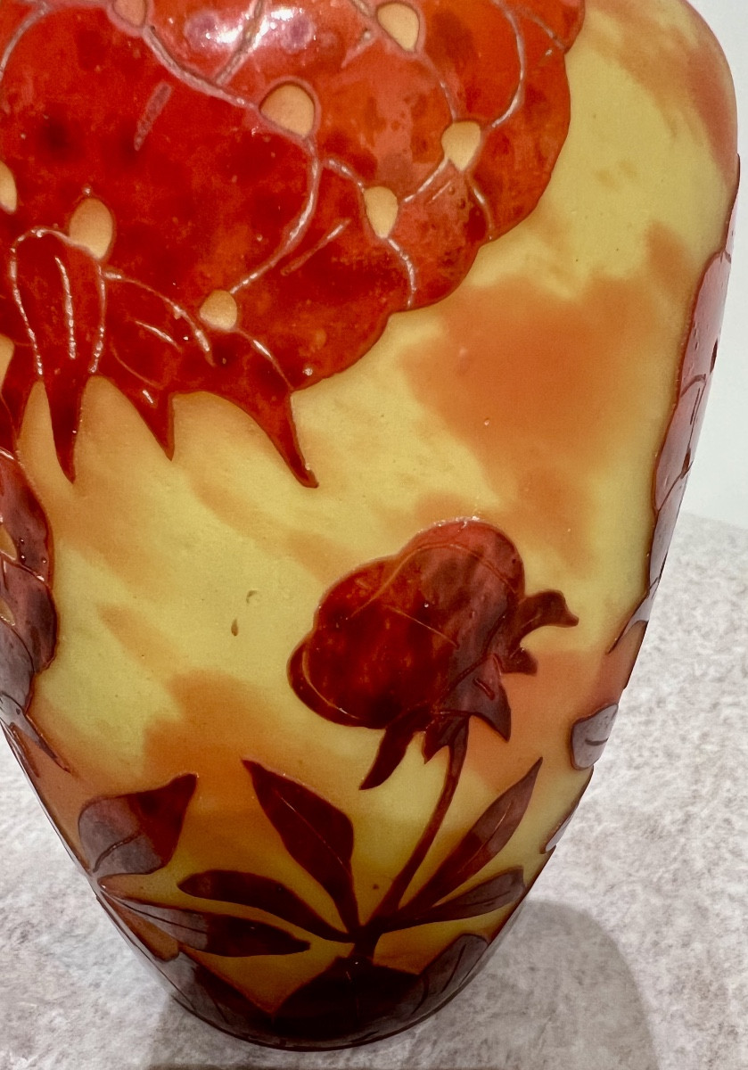 Pivoines - Vase art déco Le Verre Français-photo-3