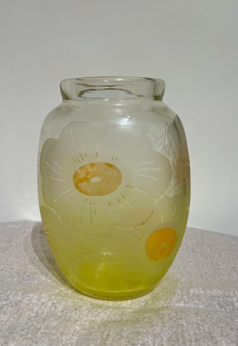 Art Déco Le Verre Français Vase 