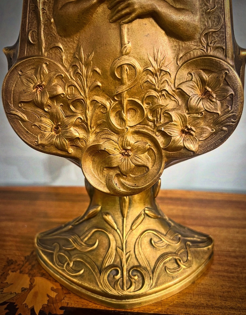 Lily - Vase/sculpture Art Nouveau signé Jouant-photo-3