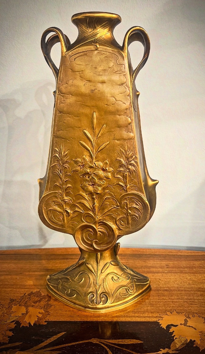 Lily - Vase/sculpture Art Nouveau signé Jouant-photo-2