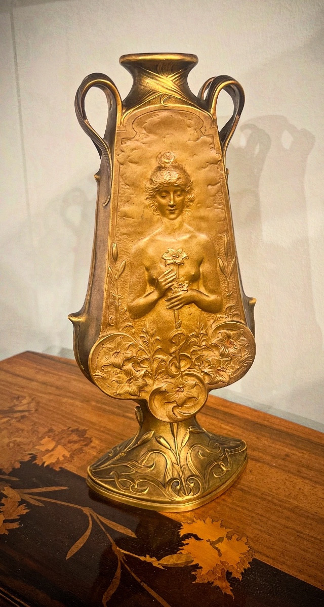 Lily - Vase/sculpture Art Nouveau signé Jouant-photo-4